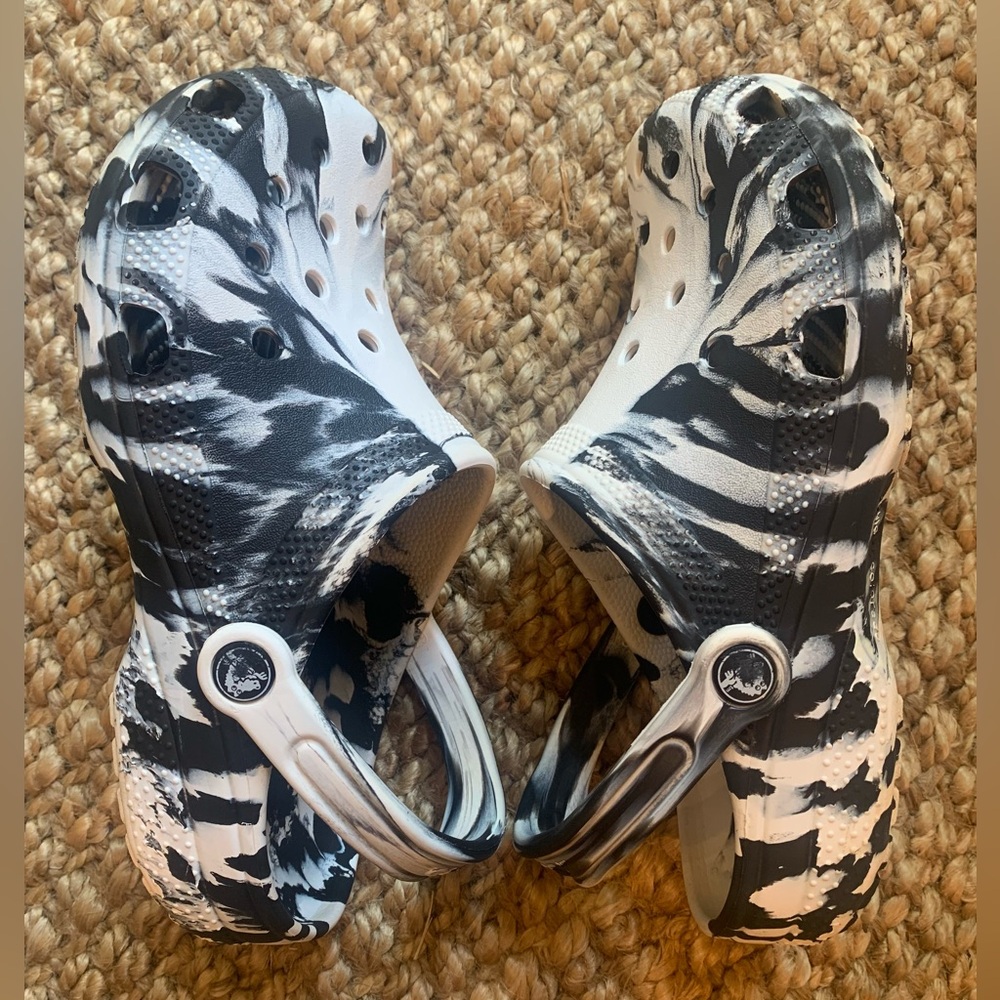 Black & White Marbled Crocs